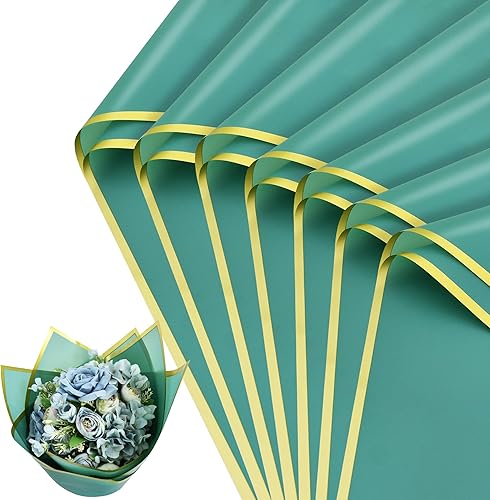 Miniatura 8 de BEISHIDA 40 piezas de papel de regalo de flores negro, papel de regalo floral impermeable, para ramos de flores, suministros de floristería, papel