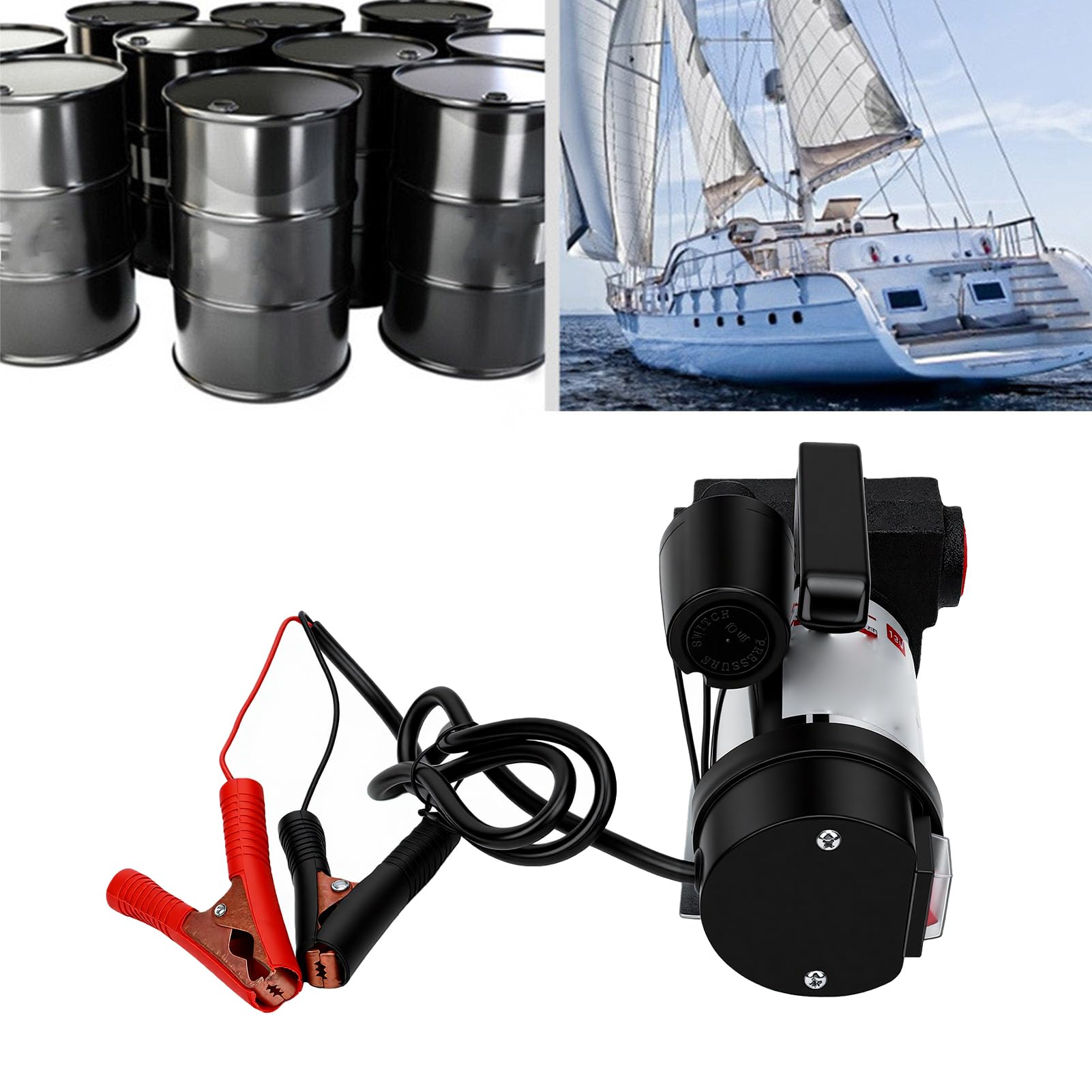 Akozon Bomba Eléctrica de Sustitución Aceite 12 V, Transferencia Extractor con Parada Arranque Automático para Automóvil, Barco, Motocicleta, Camión, ATV, Portátil Mano