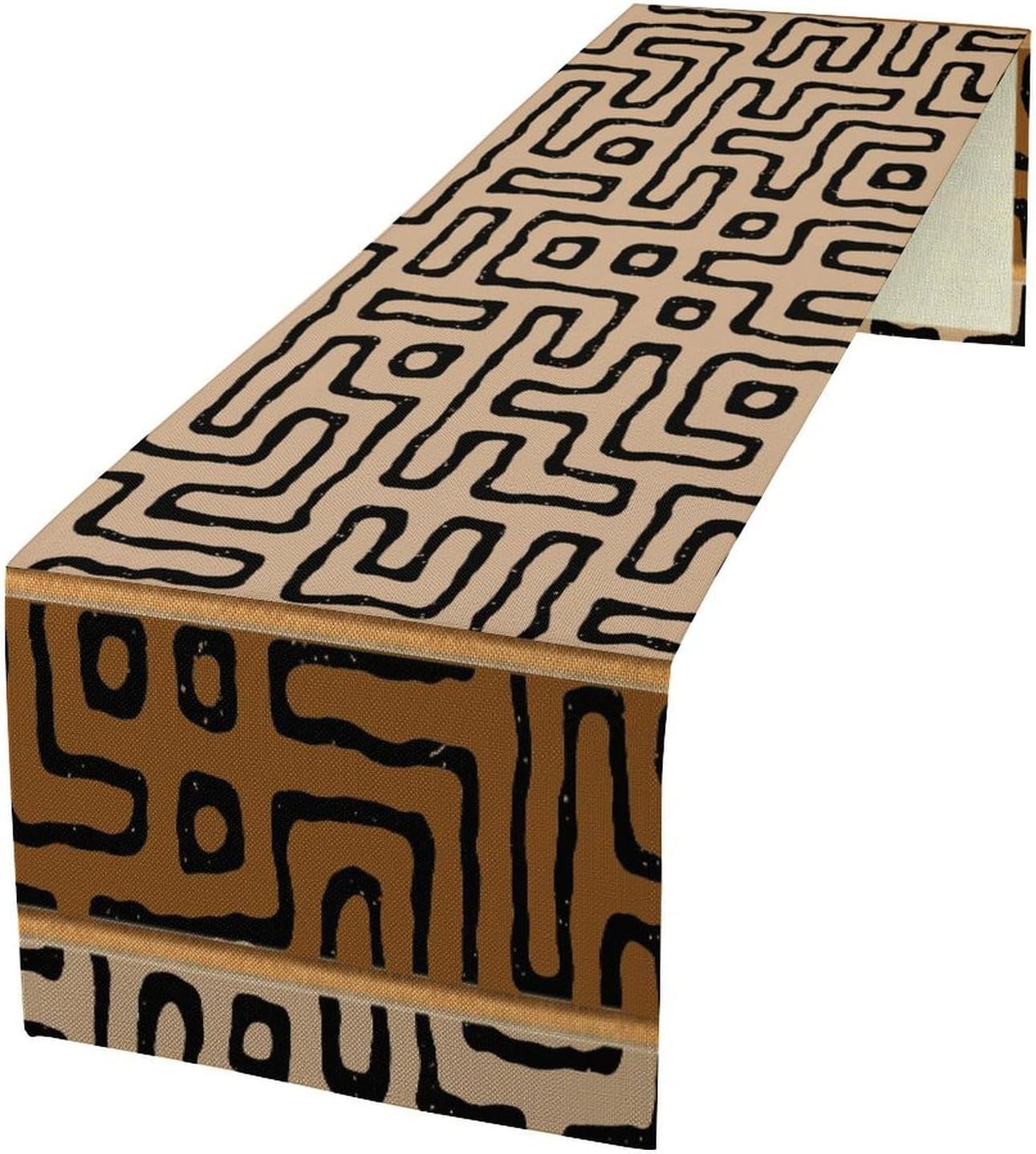 African Mud Cloth Table Runner, Abstract Geometric Africa Tribal Ethnic Art Print Table Runner for Kitchen Dinning Table Decor Home Wedding Party Holiday, 13x120 Inch