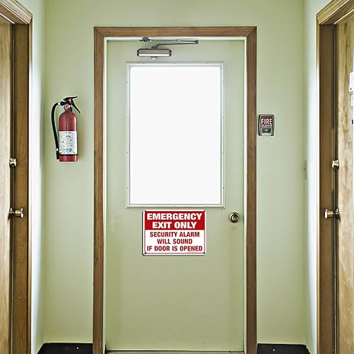 Miniatura 7 de Solo salida de emergencia alarma de seguridad sonará si la puerta está abierta, paquete de 4, 10 x 7 pulgadas, aluminio libre de óxido, protección