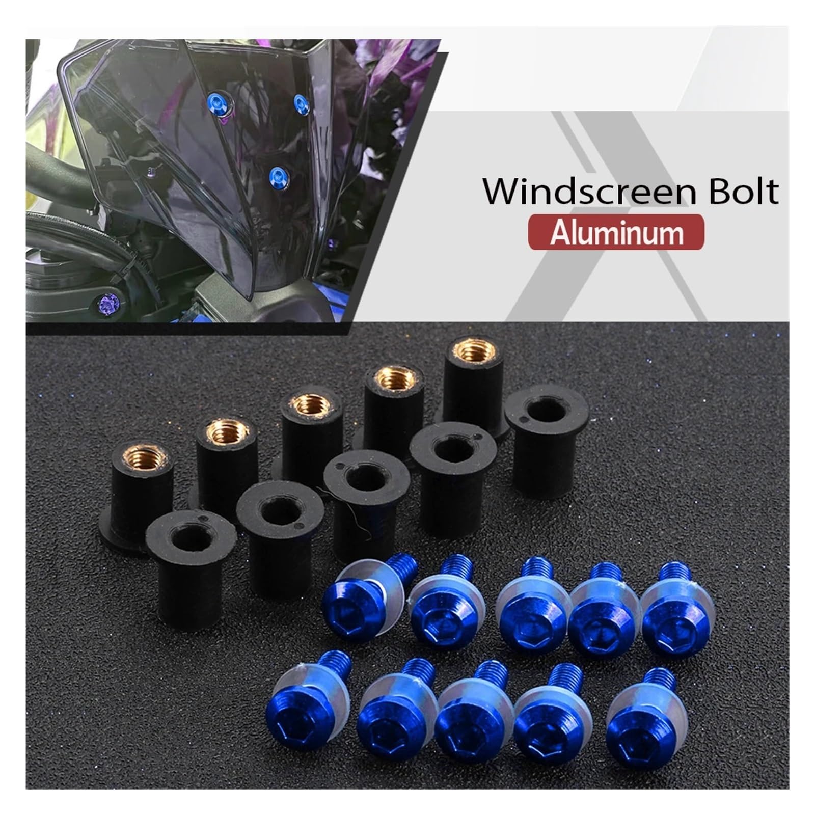Kit Viti Parabrezza Moto Per TMAX530DX TMAX530SX TMAX500 TMAX560 2001-2023 Bulloni Deflettori Parabrezza Da 5 Mm, 10 Pezzi(B)