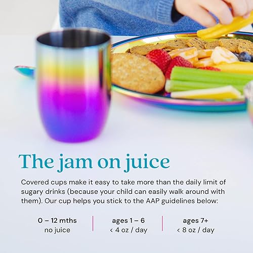 Miniatura 8 de Ahimsa Vasos de acero inoxidable para niños, diseño pediatra para entrenamiento de copa abierta, 8 onzas, 100% libre de BPA y aptos para