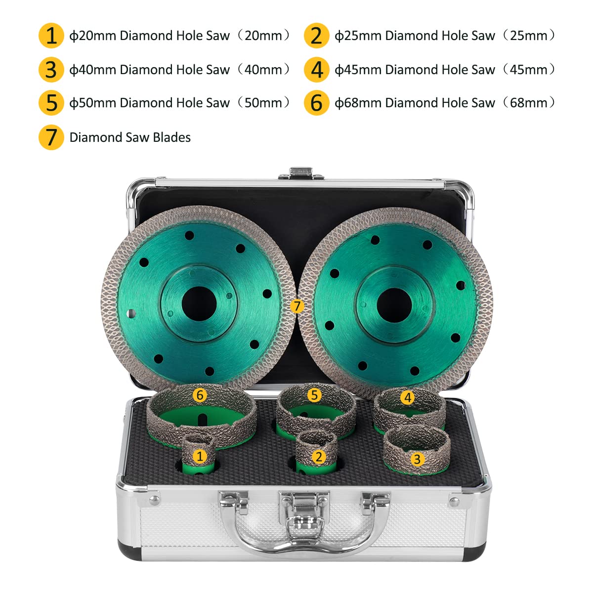 Snowtaros Diamond 6-piece SAW_BLADE set for Marble Fast drilling speed, Round hole without gap, Portable, Compact - Image 3