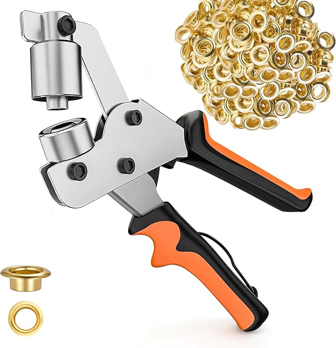 Tvvcalk Eyelet Punch Kit, Grommet Eyelet Pliers Punch Tool Kit with