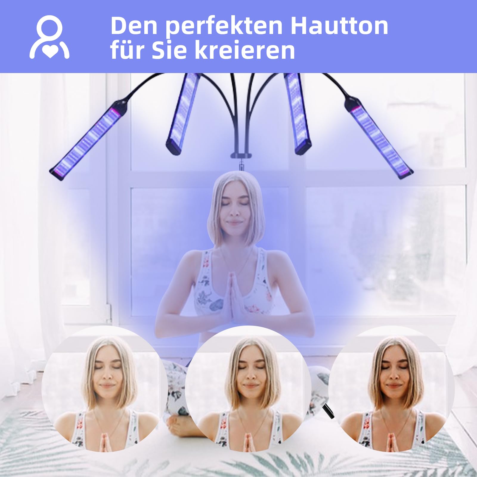 Solarium para el hogar lámpara de bronceado 420 LED 40 W bronceador facial 460 nm cuello de cisne ajustable