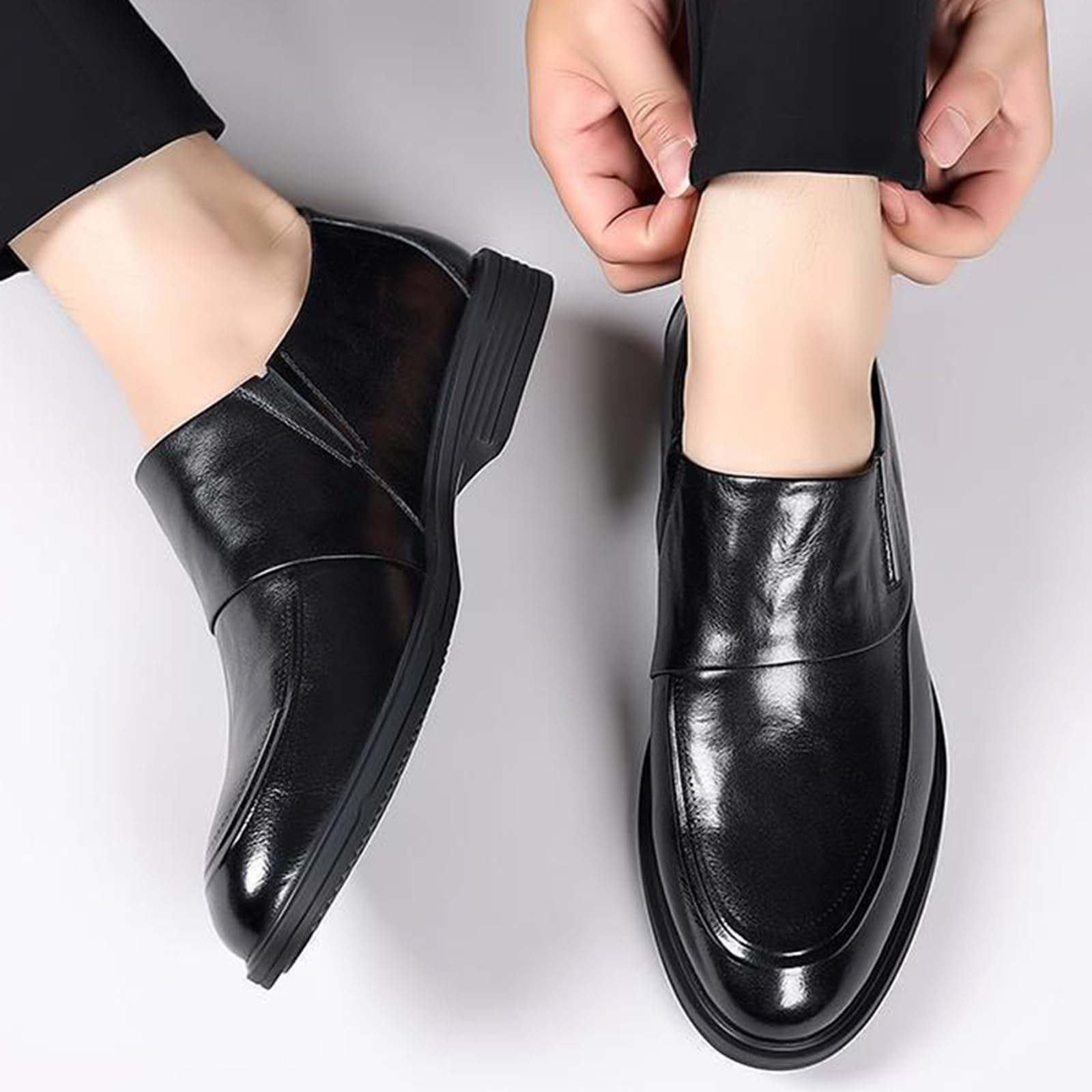 Mocassini da Uomo in Pelle a Punta Scarpe Eleganti Slip-On