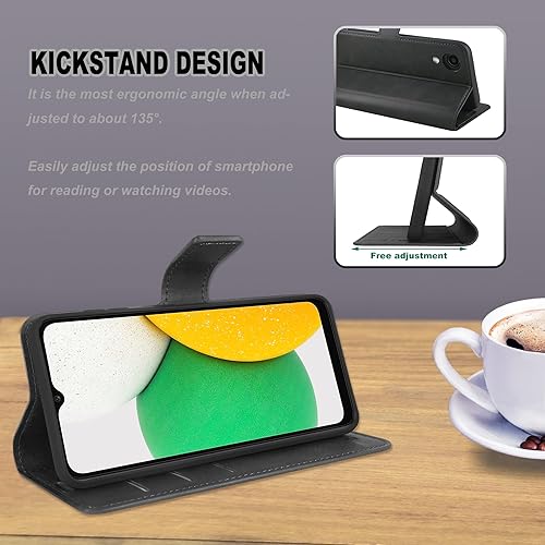 Miniatura 3 de Funda para Galaxy A03 Core Negro, Samsung Galaxy A03 Core Funda de cuero con soporte para tarjetas, funda magnética delgada para Samsung Galaxy A03