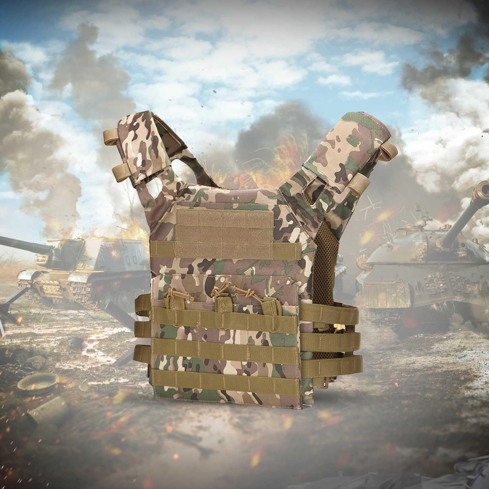 Generisch Chaleco táctico ligero de liberación rápida chaleco airsoft chaleco para exteriores paintball tiro juego de guerra camuflaje transpirable chaleco de entrenamiento de combate al aire libre