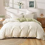 Conworld Cotton Duvet Cover Queen, 100% Cotton Duvet Cover Set for All Season, Inked Leaves Pattern Queen Duvet Cover, 3 Pieces Soft Breathable Bedding Sets with Zipper Closure Corner Ties