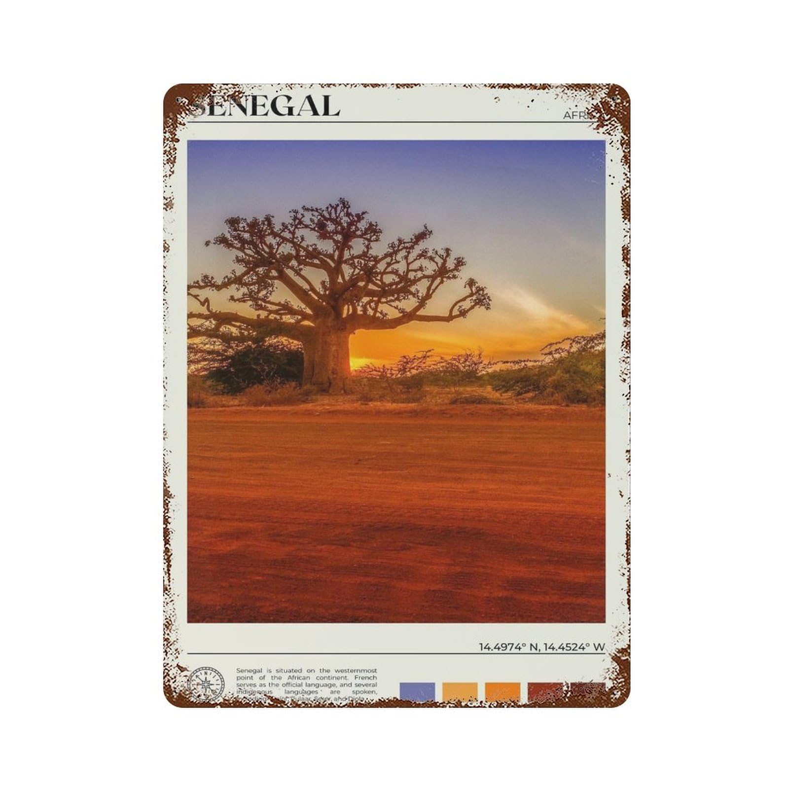 xiaoxiaoshen Real Photo Senegal Decor Africa Wall Decor Art Metal Tin Poster Modern Home Decor Art Home Bar Shop Decorations Vintage Sign 40x30cm