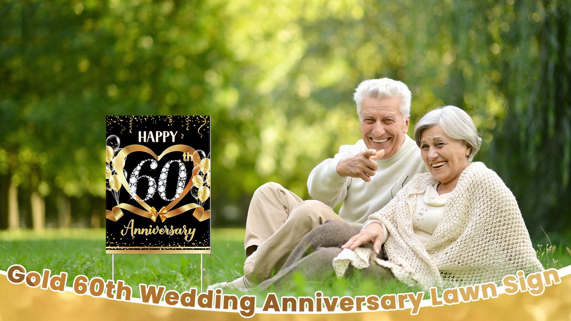 Lot De 2 Panneaux Décoratifs Pour 60e Anniversaire De Mariage