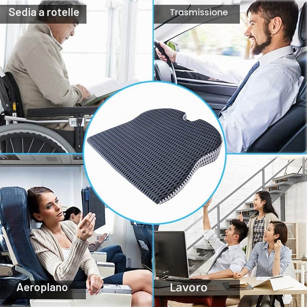 YJWAN Cuscino del sedile a cuneo per auto per sedile del conducente auto Sedia da ufficio Sedie a rotelle Supporto coccige coccige Sollievo dal dolore Memory Foam Cuscino Grigio