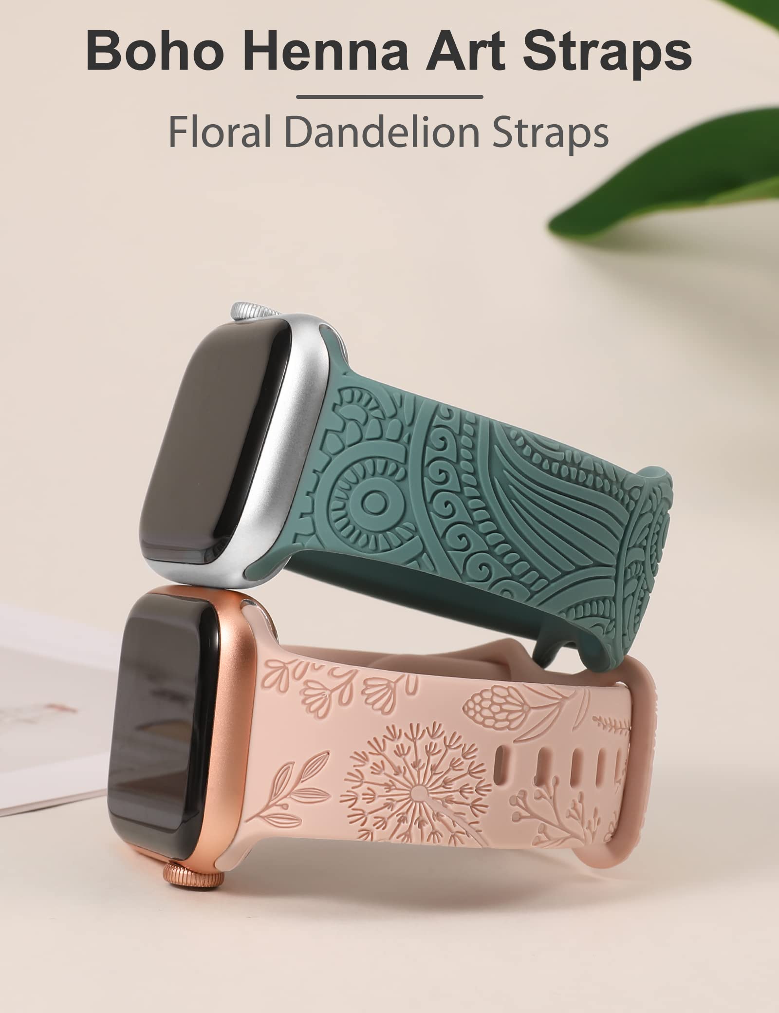Toyouths Floral Engraved Compatible With Apple Watch Straps 41mm