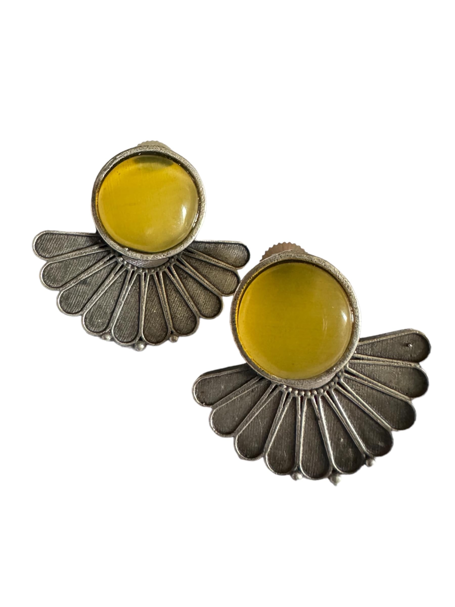 Amouri silverlookalike earrings for women and girls I oxidised earrings (Yellow stud) (B0D4J29FS9) Amazon Price History, Amazon Price Tracker