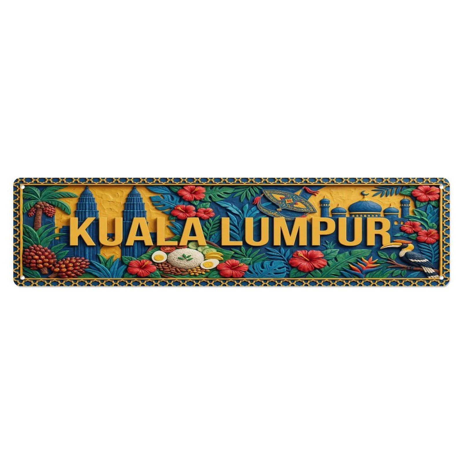Xanthor Style Metal Tin Sign Vintage Kuala Lumpur Malaysia Flag Pattern