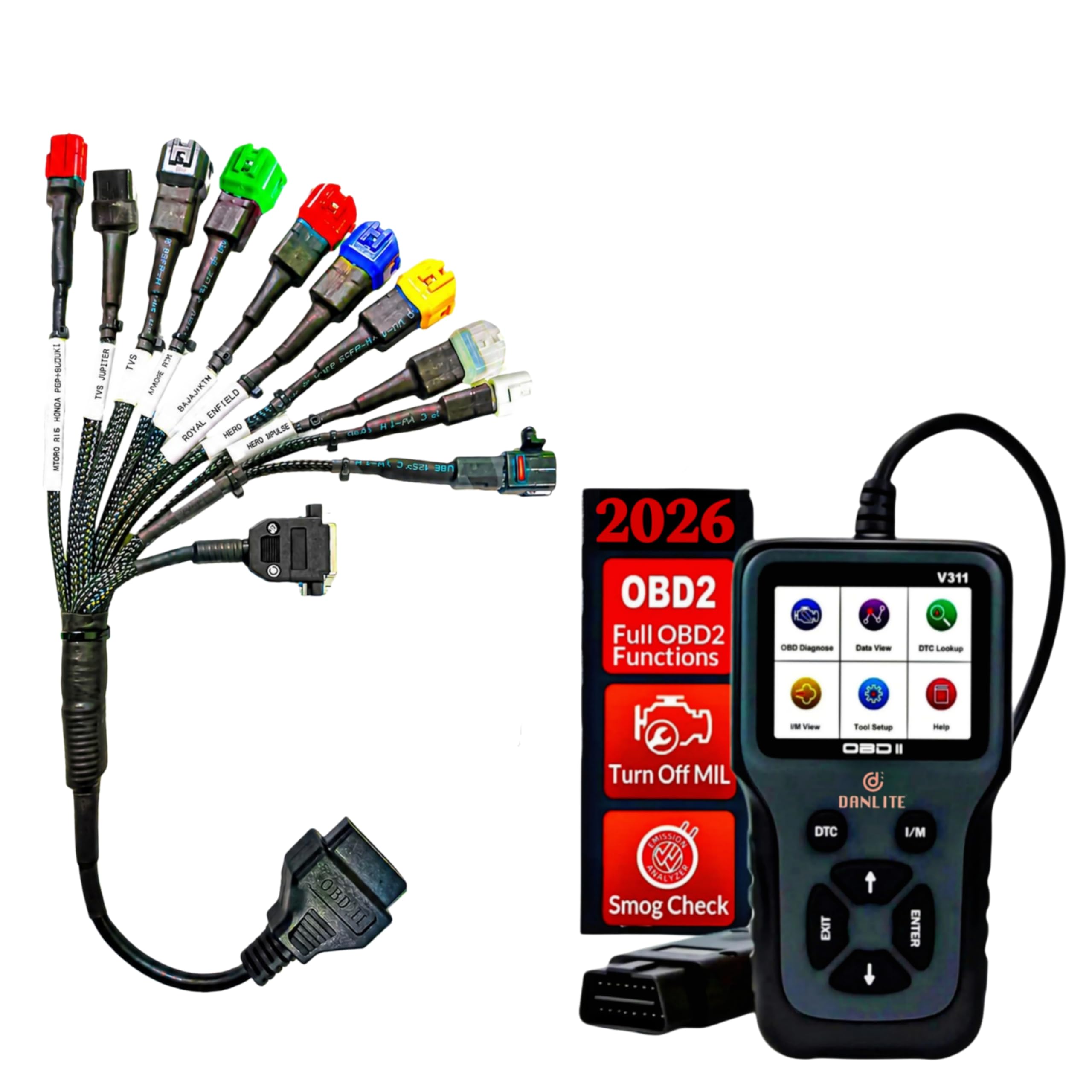 Bs6 bike cable 11 cord cable fast connectivity with ELM obd scanner & v311 scanner free continuity tester-image-40