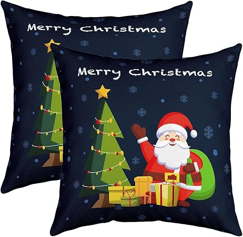 Castle Fairy Funda de almohada de regalo de copo de nieve, árbol de Navidad, Papá Noel, funda de cojín con estampado de doble cara para cama, sofá,