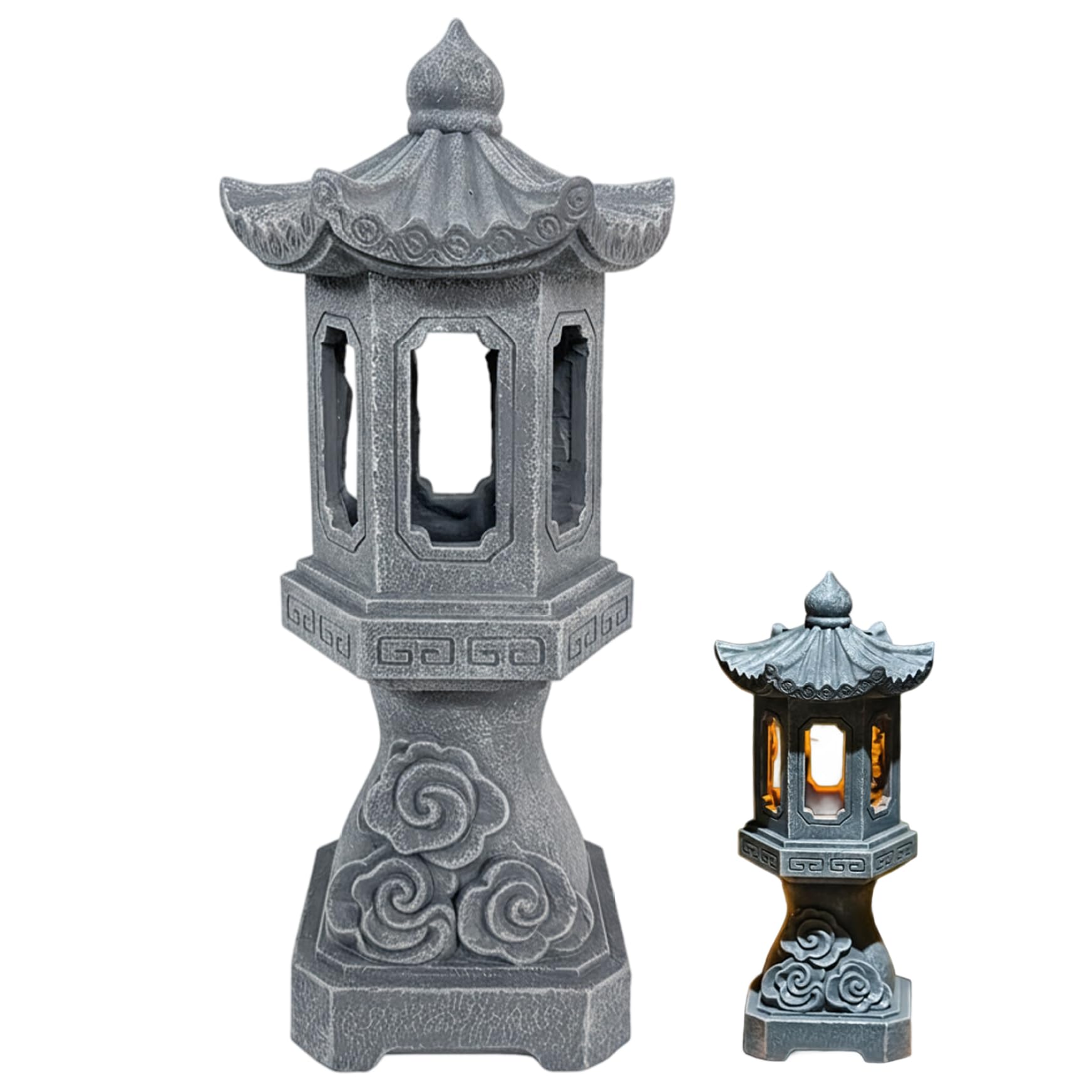 Hotainoys Pagoda Garden Statue, Resin Solar Japanese Pagoda Lantern, Decorative Zen Garden Landscape for Yard Patio Lawn, Style2, Statue