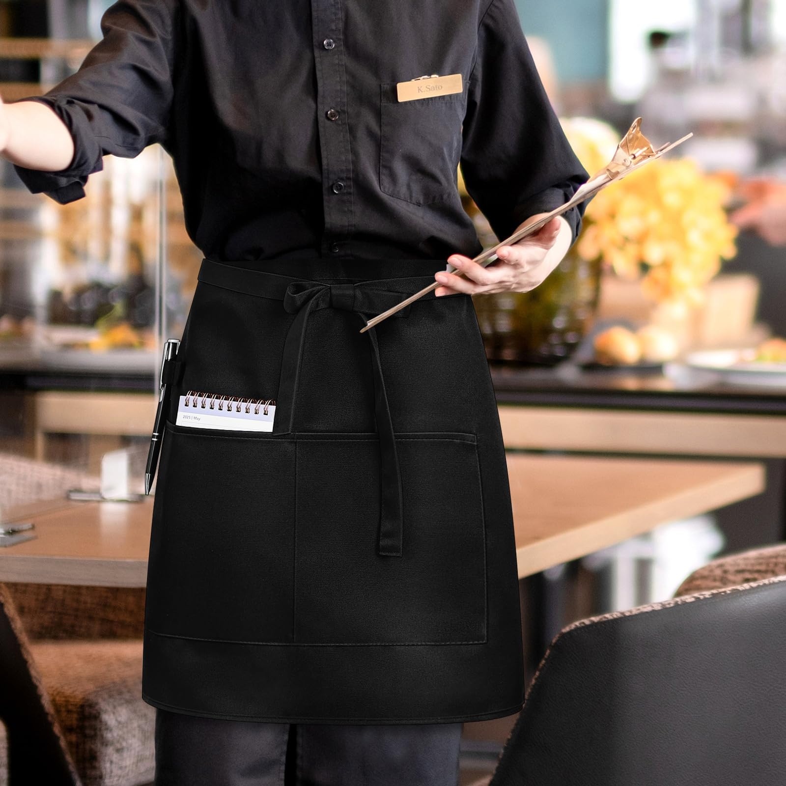 4 Stück pack Küchenschürzen für Damen und Herren Verstellbare Halbschürzen aus Polyestergewebe Maschinenwaschbar und Komfortabel für Hotels und Restaurants