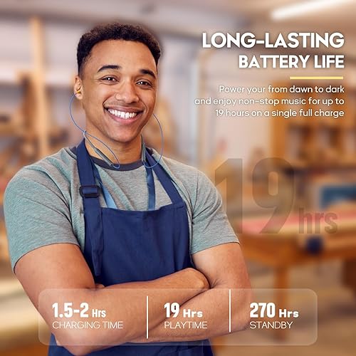 Miniatura 4 de MIPEACE Auriculares Bluetooth de trabajo, auriculares de seguridad para el cuello, auriculares de trabajo, reducción de ruido de 29 db, auriculares