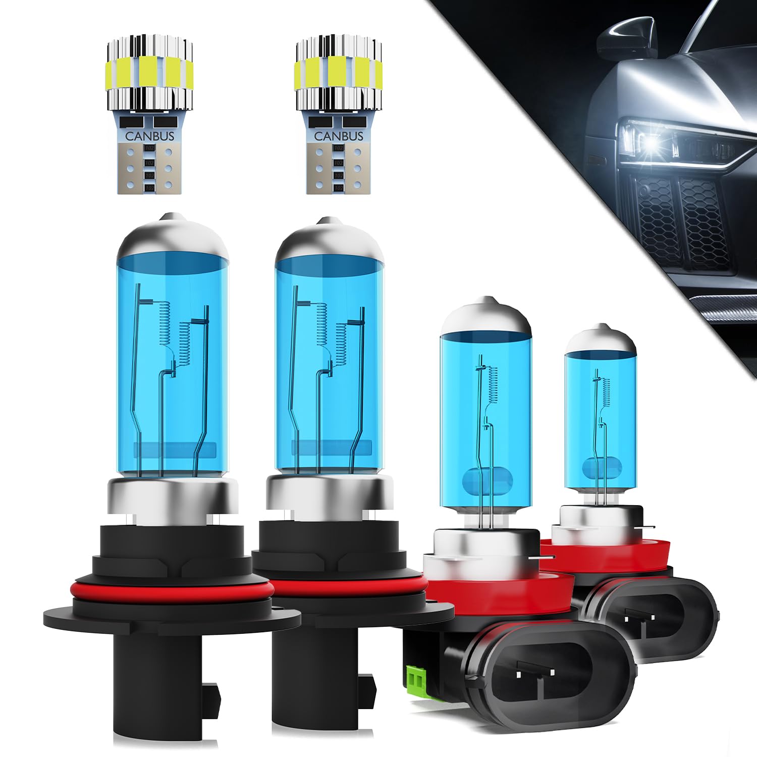 Headlights+ License Plate Lights Fit For Nissan Frontier 2005-2019 Light Bulbs,9007/HB5 High/Low Beams+ h11 Fog Lights+ License Plate Lights Combo,Plug And Play,Pack of 6