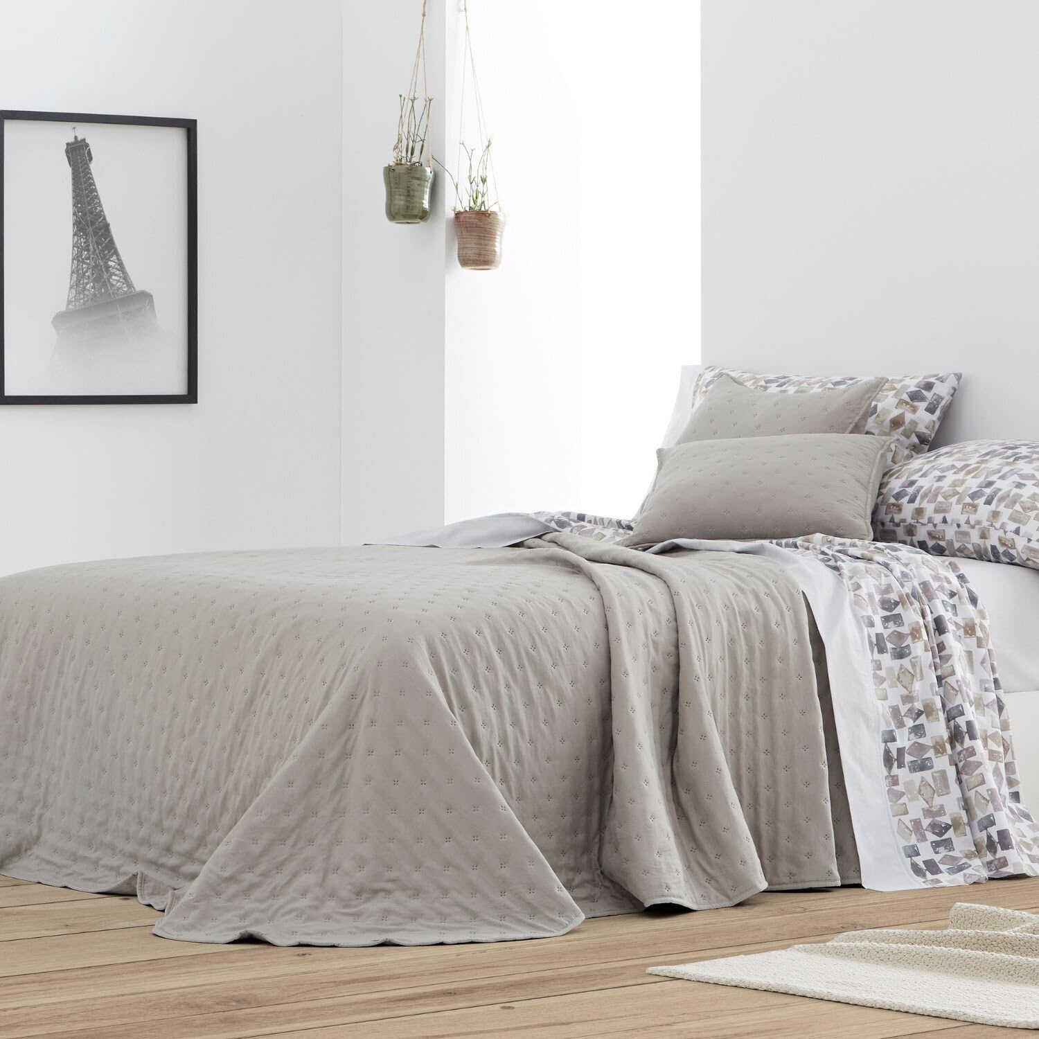Burrito Blanco Summer Quilt, Polyester, Grey, Ancho de 135 cm