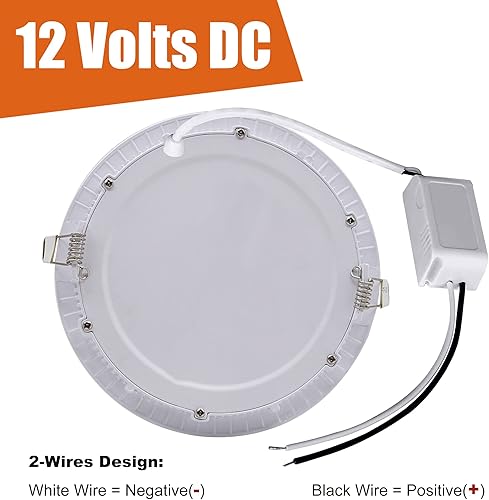 Miniatura 8 de Facon Luz LED de disco de 6.5 pulgadas, 12 V, 4 paquetes de luz de montaje empotrada delgada de aluminio, luz interior de 12 V CC para RV, cámper,