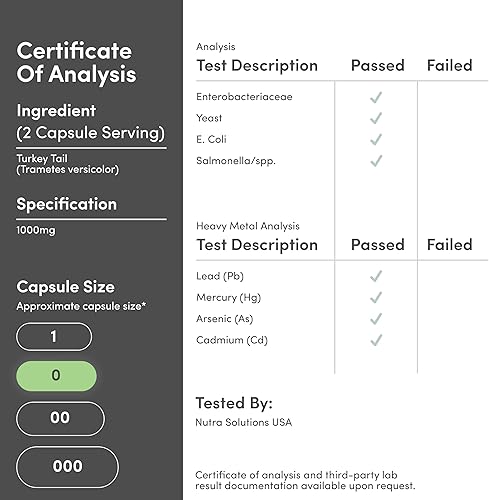 Miniatura 7 de Double Wood - Cápsulas de suplemento de cola de pavo, 120 cápsulas para 2 meses (Coriolus versicolor), para el sistema inmunológico, cultivado y