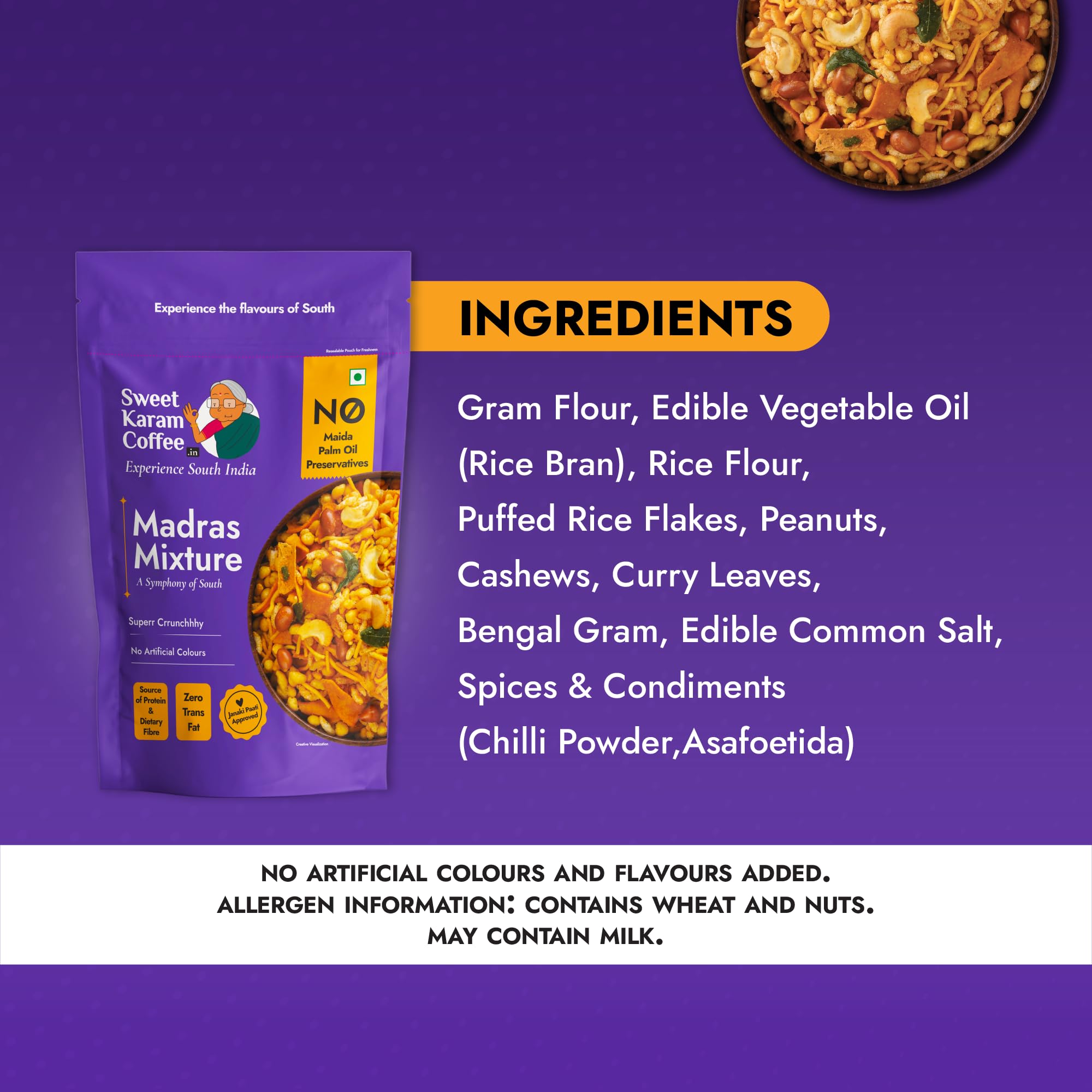 Sweet Karam Coffee Special Madras Mixture β 200grams | No Palm Oil or Preservatives | Authentic South Indian Namkeen Snack | Crispy & Fresh Homemade Taste | Perfect Tea-Time Savory 2