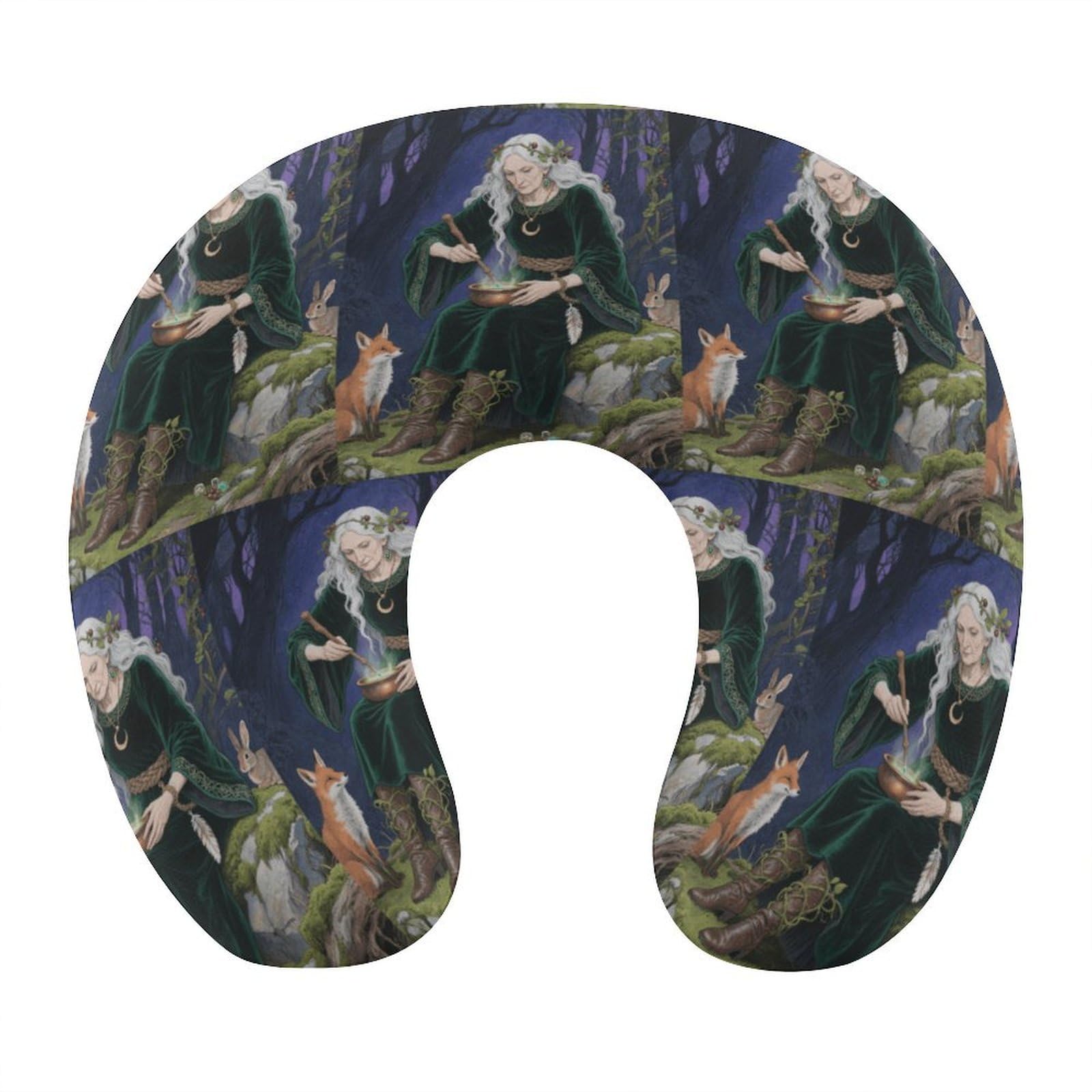 VstaDank Forest Witch Neck Pillow Memory Foam Sleeping U Shaped Pillows Cooling Travel Head Support Pillows Super Lightweight Portable Airplane Pillow for Car Office Rest