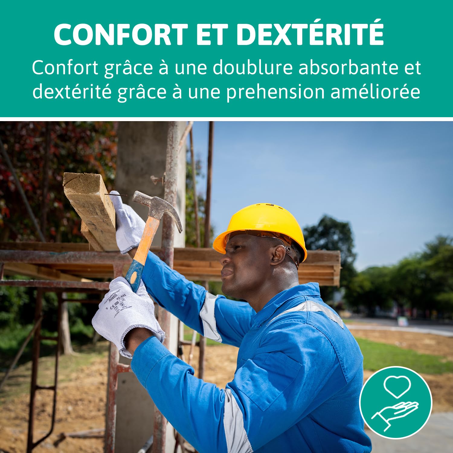 Ansell ActivArmr 42-445 Gants de Travail Thermorésistants, Résistance à la Chaleur et Protection Anti-Coupure Élevées, Gants de Manutention, Bricolage, Chantier, Taille XL (12 Paires)