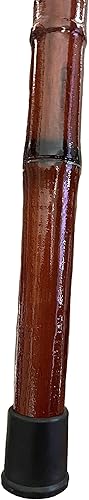 Miniatura 4 de THY Collectibles Bastón de madera con punta de goma para hombres y mujeres, ergonómico y moderno, 35 pulgadas, color rojo oscuro, estilo bambú, con
