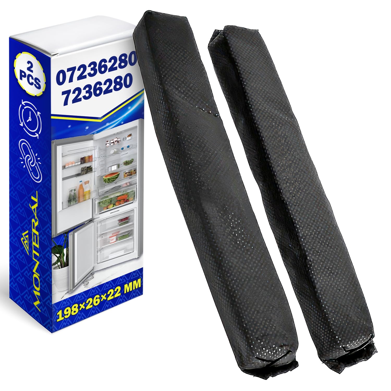 Lot de 2 filtres à charbon actif pour réfrigérateur avec code d'origine 07236280 7236280 pour Miele MONTERAL