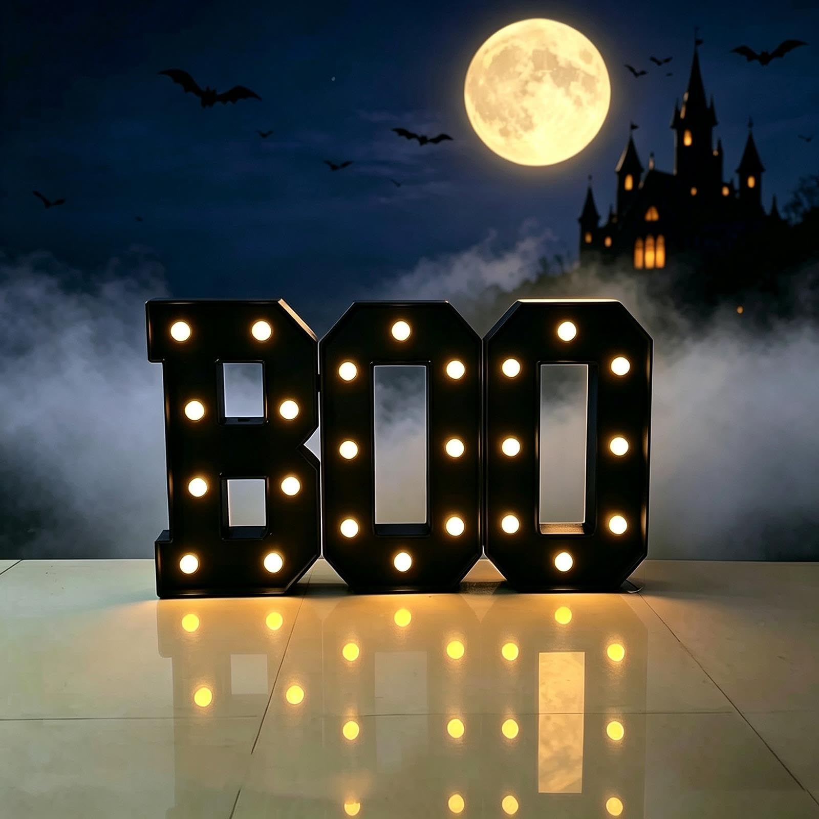 2,3/3,3/4FT BOO Znak Podwórkowy Namiot Literą, LED Halloween Outdoor Decora