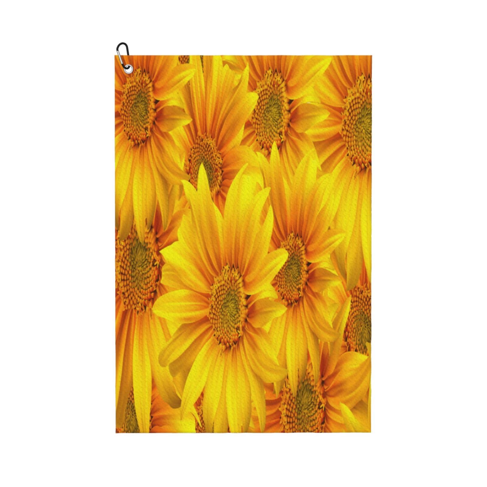 AOOEDM 3D Sunflowers Print Golf Towel with Carabiner Clip Absorbent Microfiber Golf Towel for Cleaning Golf Ball Club Putter Iron for Golf Bag Trolly Belt Loop 16" X 24"