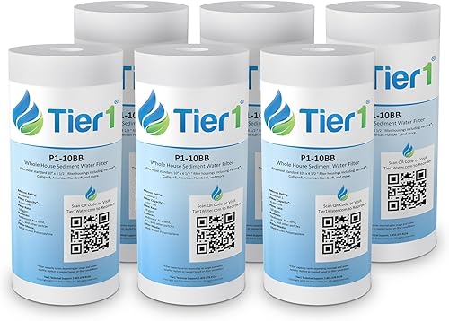 Miniatura 11 de Tier1 Cartucho de repuesto de filtro de agua de sedimentos de polipropileno hilado de 1 micrón, 10 x 4.5 pulgadas, compatible con Pentek DGD-2501,