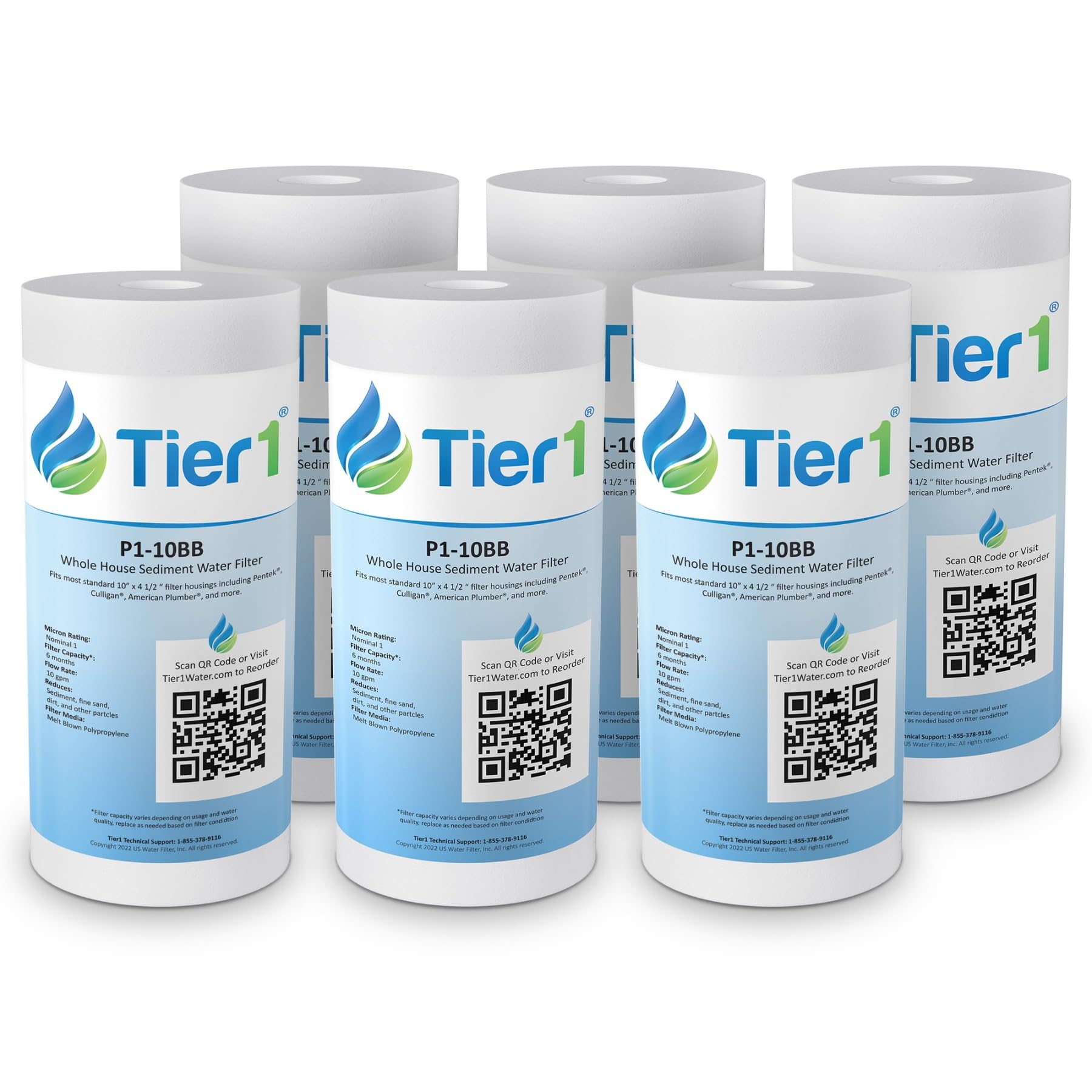 Tier1 1 Micron 10x4 5 Water Filter Spun Wound Polypropylene Whole House Sediment Water Filter Replacement for Pentek