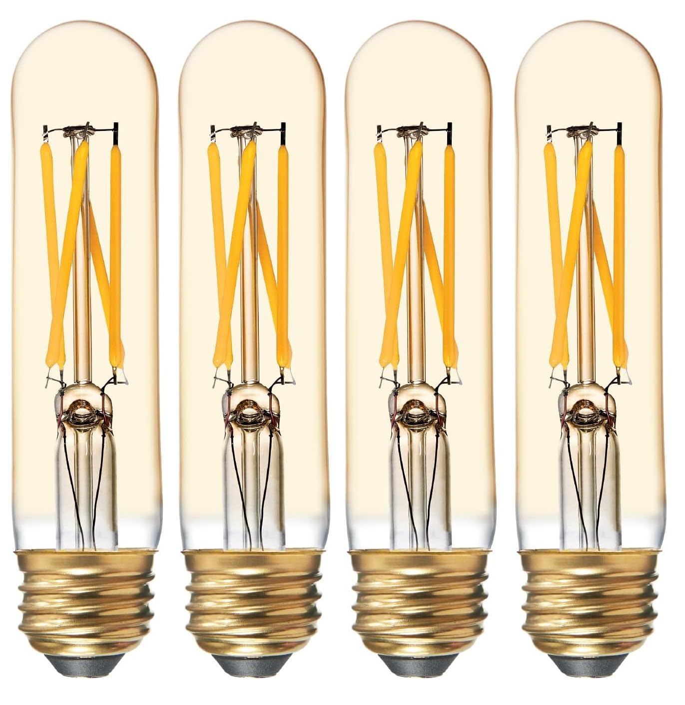 GE (case of 4) Lighting 36578 Amber Glass Light Bulb LED Vintage Style Dimmable T9 Tube 6 watts (60-Watt Replacement), 500-Lumen Medium Base, Warm Candle