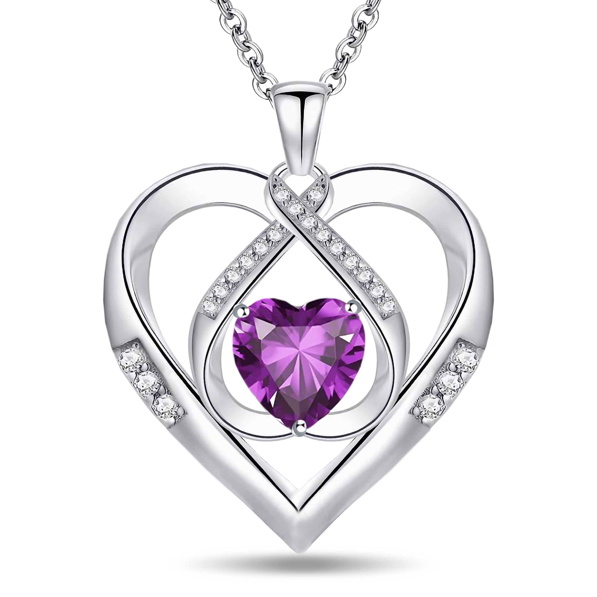 Emma Manor EM 925 Sterling Silver Pendant Necklace for Women 5A Flawless Heart Shape Brilliant Cut Cubic ZIrconia,Jewellery Gift for Wife Girlfriend