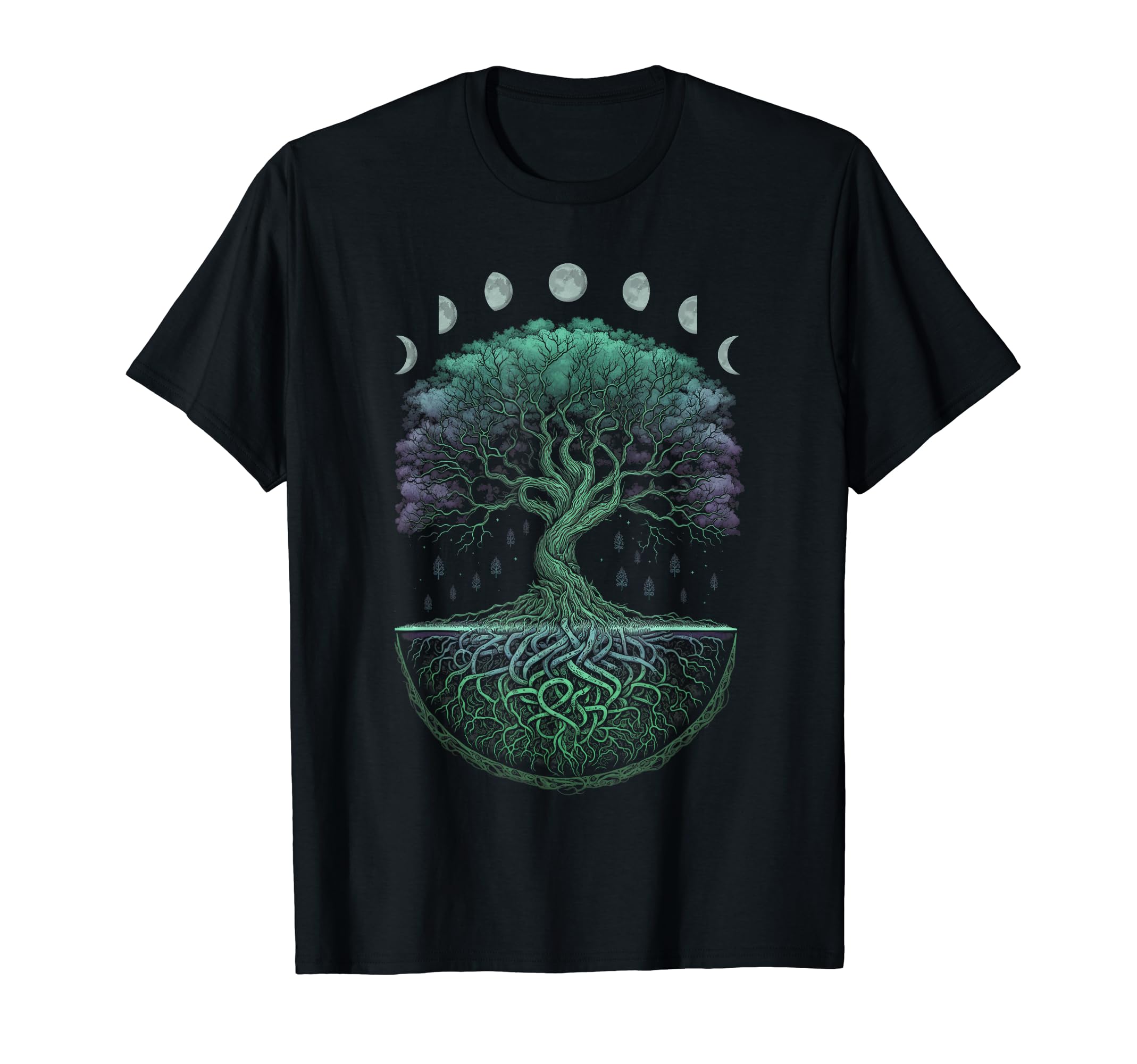 Yggdrasil Norse Tree Of Life, Viking, Celtic TreeYggdrasil Norse Tree Of Life Viking Celtic Moon Phases T-ShirtOEKO-TEX STANDARD 100