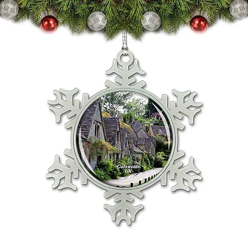 Reino Unido Inglaterra Cotswolds Countryside Village Adorno de Navidad Decoración de árbol de cristal Metal recuerdo regalo