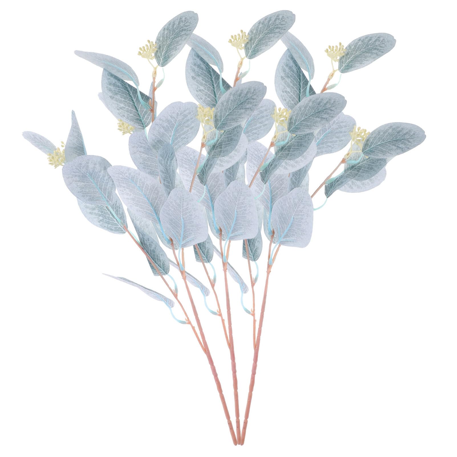 DOITOOL 3pcs Artificial Eucalyptus Leaves Stems Fake Eucalyptus Plant Branches Greenery Stem for Floral Arrangement Vase Bouquets Wedding Greenery Decor Blue