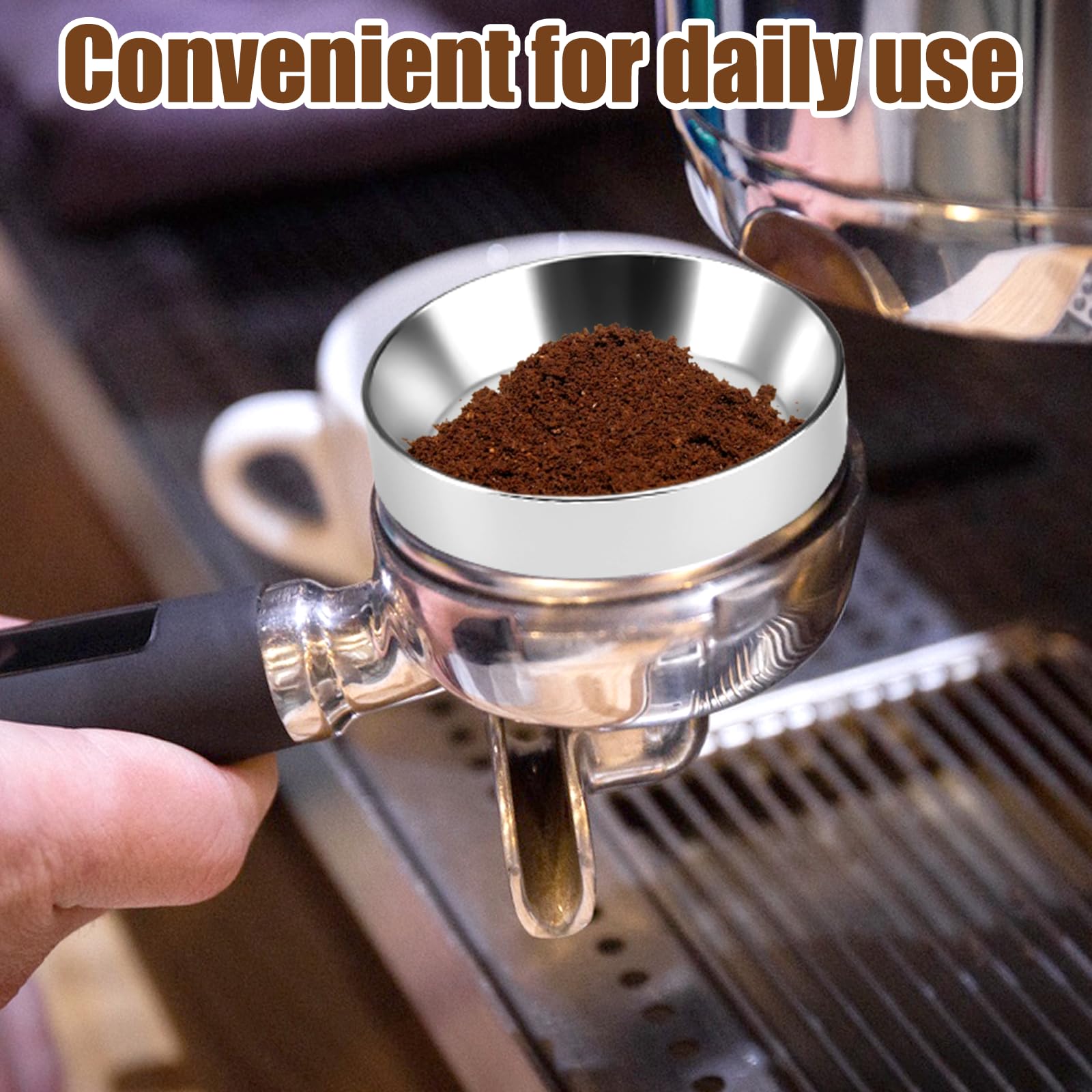 Anillo Dosificador Cafe 51mm, Embudo Dosificador Magnético Acero Inoxidable, Anillo de Embudo Dosificador, Accesorios de Portafiltros, Embudo Cafetera Accesorios para Máquinas de Café para Barista