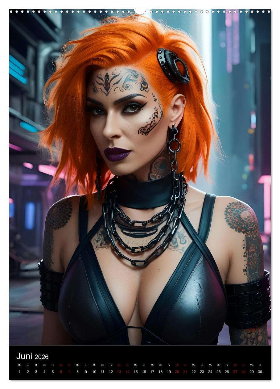 Die Hexen von Cyberpunk City (hochwertiger Premium Wandkalender 2026 DIN A2 hoch), Kunstdruck in Hochglanz: Ein Jahr voller Magie und Technologie (CALVENDO Kunst)