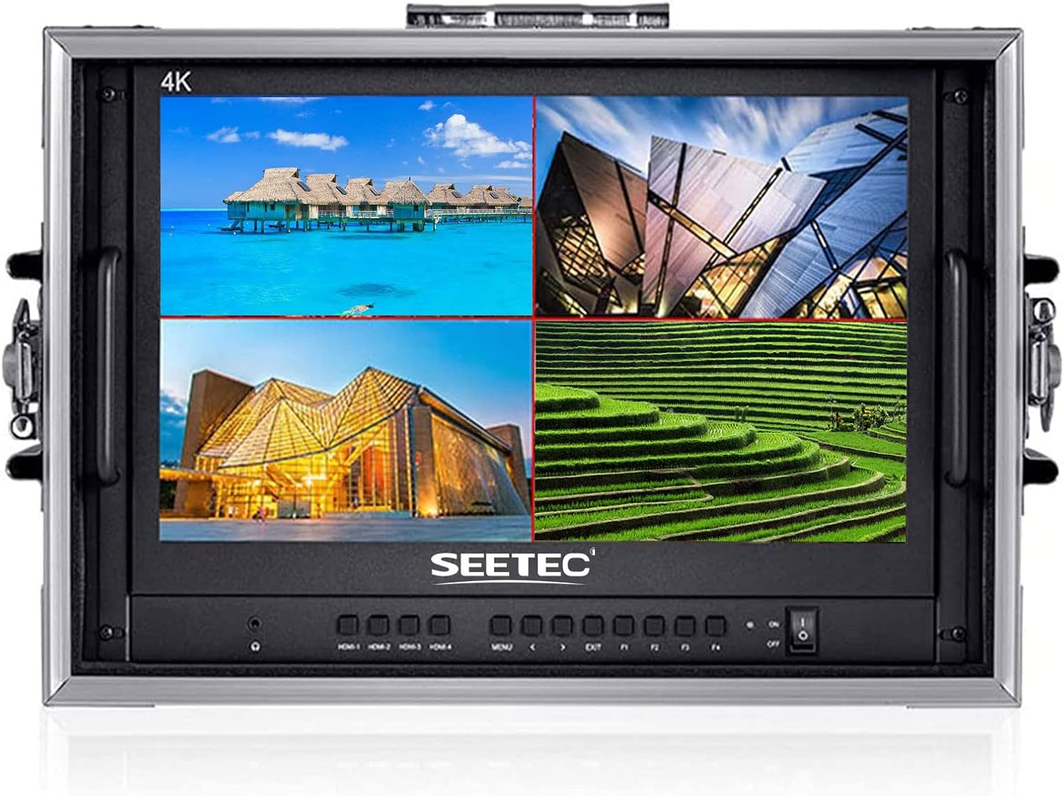 SEETEC ATEM156-CO 15.6” Live Streaming Broadcast Director LCD Monitor with 4 HDMI Input Output Portable Carry on for Video Switcher Mixer Pro Studio Television Production