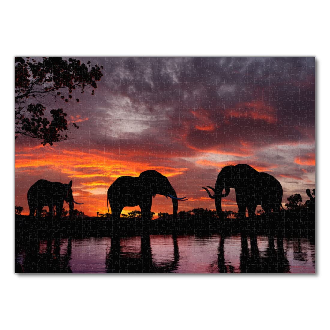 Puzzle Animaux Puzzle 1000 Pièces Éléphants Coucher De Soleil - Lais  Paysage Africain Puzzle éléphants Coucher Soleil, image size:1100x1100