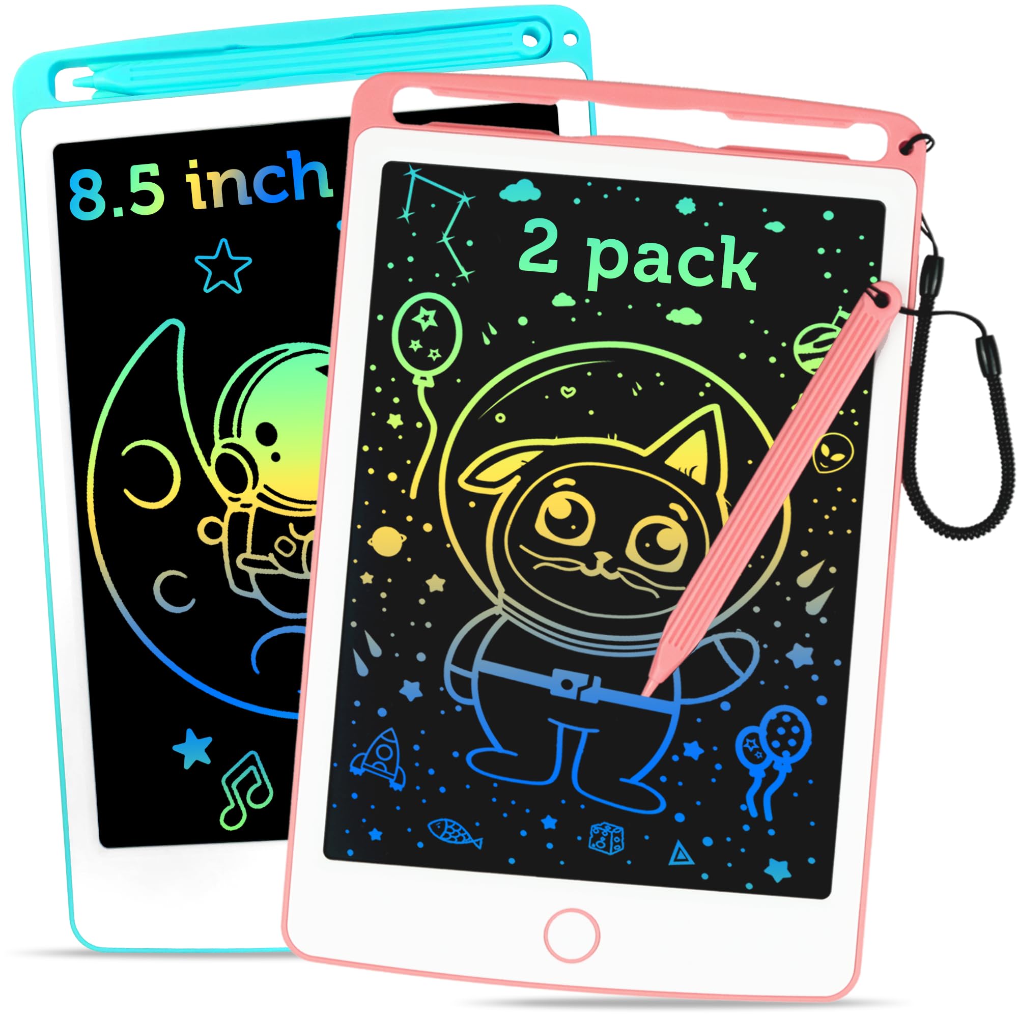 Richgv 2 lavagne magiche da 8,5 pollici, LCD da 1 2 3 4 5 6 anni, lavagna magica per bambini, cancellabile