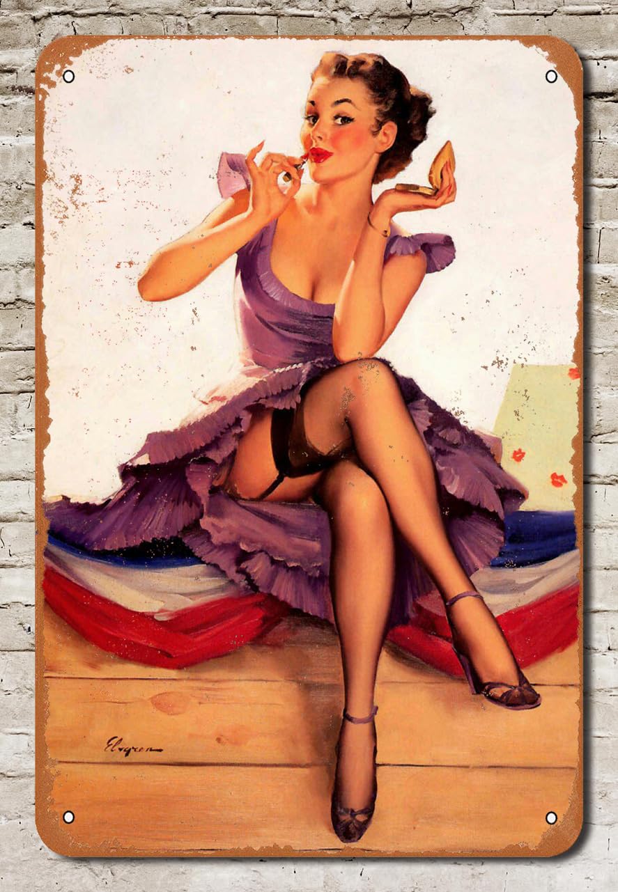 Wcguokj Girls Num0030 8X12 Inch Pin Up Poster Sexy Lady Vintage Bar Pub Cafe Garage Home Wall Decor Retro Metal Aluminium Sign