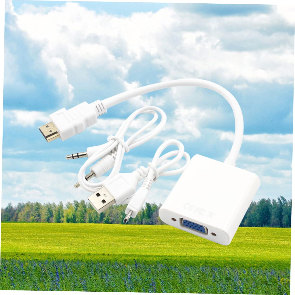 BRIGHTFUFU to Adapter with Audio and USB Converter for Laptop Computer and Projector Supports Resolution Play Design White