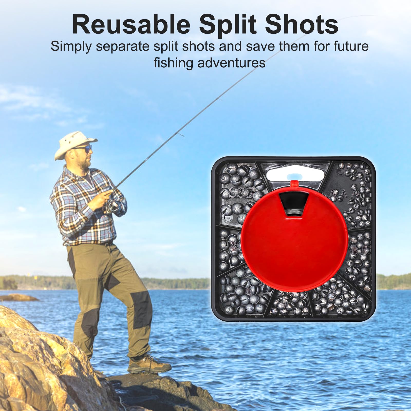 120 g Split Shot ciężarki wędkarskie, przynęta na złomy, z pudełkiem do przechowywania | Wszechstronny asortyment 0,4 – 5 g, akcesoria wędkarskie Dropshot, praktyczne pudełko na przynęty